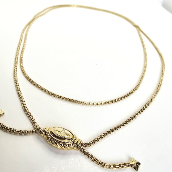 David Yurman 18k Gold 38" Adjustable Box Chain Slider Necklace - Picture 6 of 6